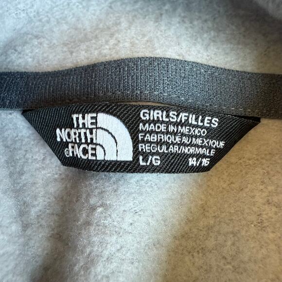 The North Face Girls Grey Leopard Print Camp Fleece Hoodie - Picture 8 of 11